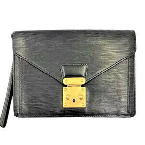 Louis Vuitton Pochette Dragonne Epi Shoulder Bag Black
